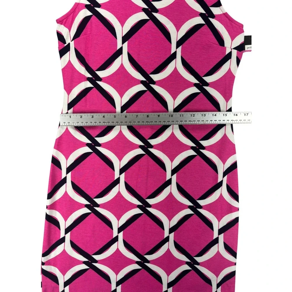 NWT Crown & Ivy Beach Dress PP Pink Geometric Sleeveless Shift Stretch Petite